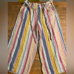 a.n.a Multicolor Striped belted paper bag Pants